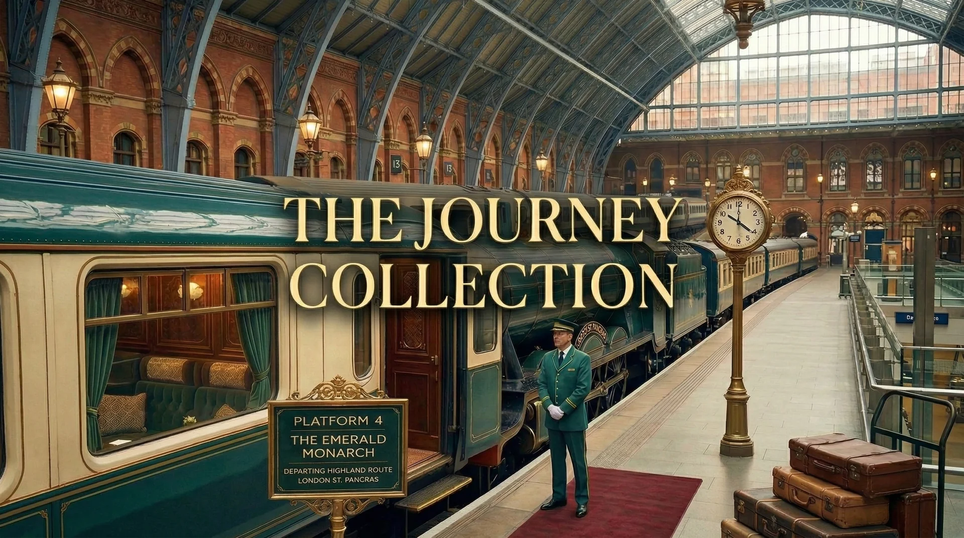 Andén de una estación de tren con el título The Journey Collection